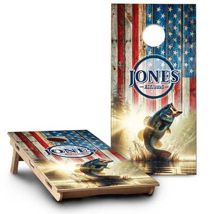 American Flag & Bass Sunrise Monogram