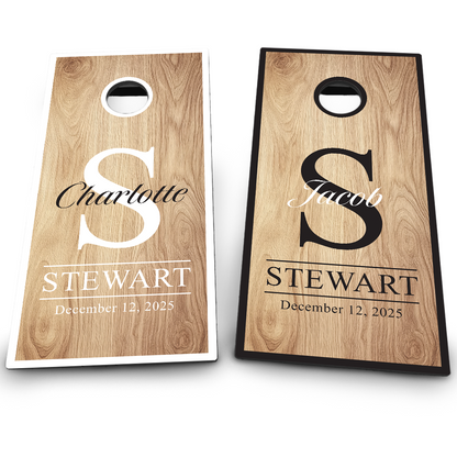 Wedding 2 First Names on Woodgrain