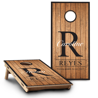 Wedding Wood Planks | 2 First Names Monograms and Black Border