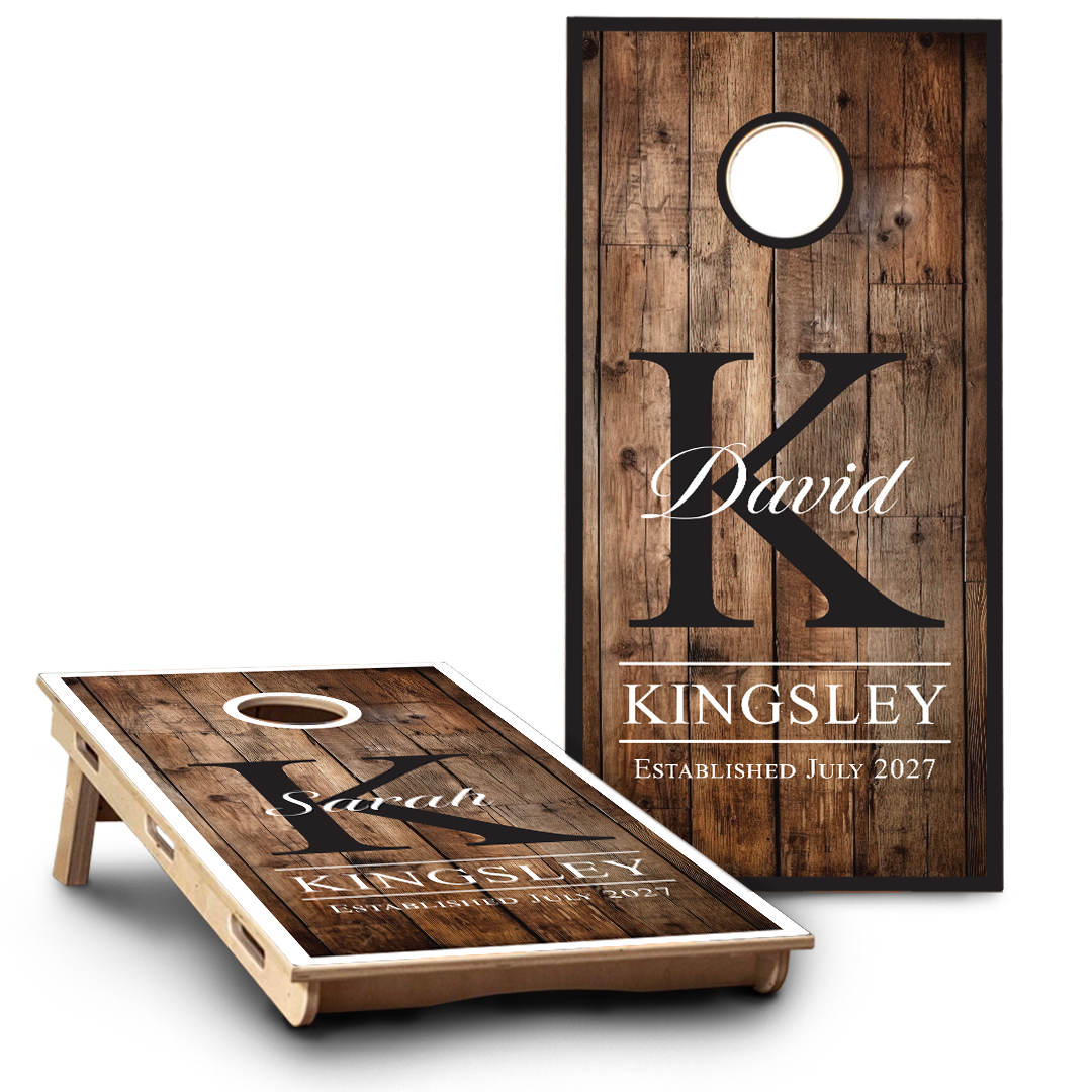 Wedding Wood Planks | First Names Monograms and Black Border