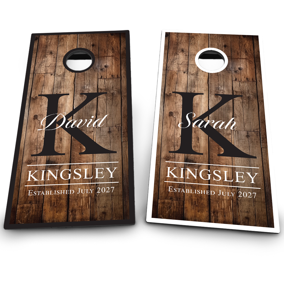 Wedding Wood Planks | First Names Monograms and Black Border