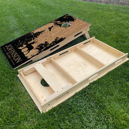 Wood Grain & Deer Silhouette with Added Critters