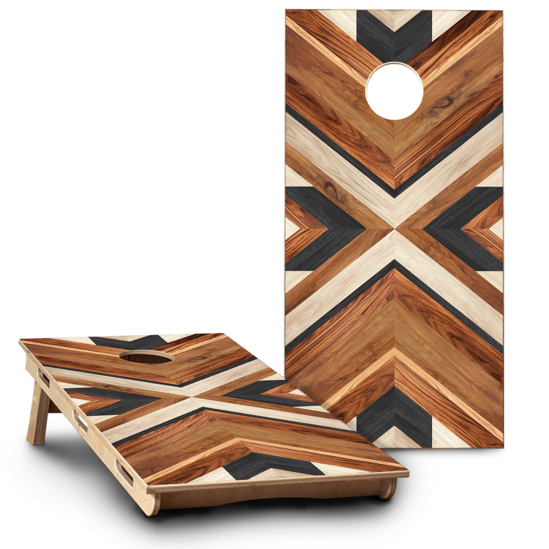 Wood Grain Cornhole Board Set