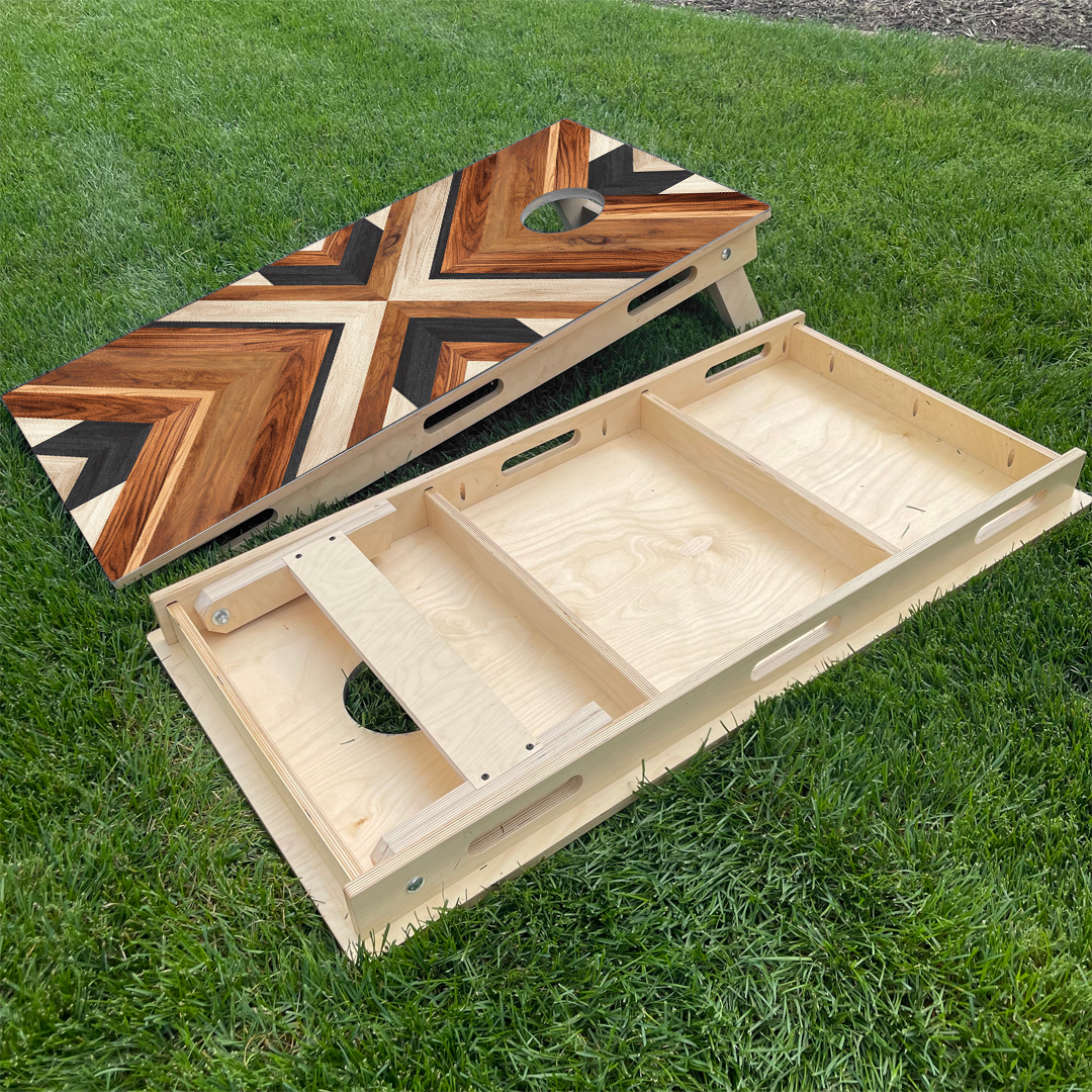 Wood Grain Cornhole Board Set