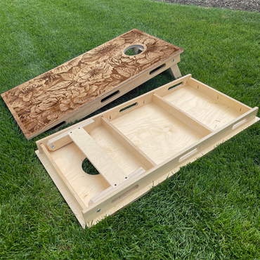 Floral Wood Grain Cornhole Board Set